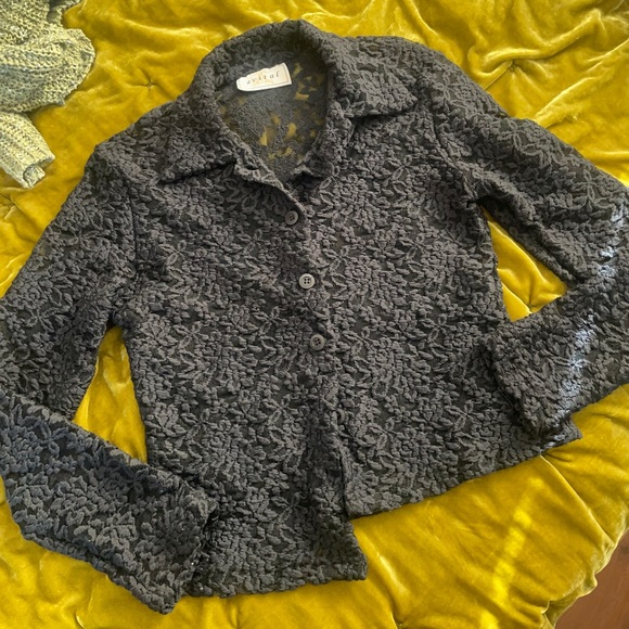 Black lace button up top - Picture 2 of 4